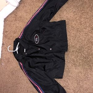 black windbreaker with cute details